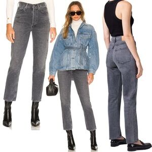 CITIZENS OF HUMANITY Sabine High Rise Straight Jeans Black Gray Premium Vintage